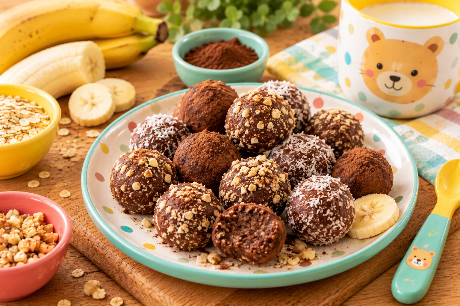 Trufas de banana y cacao sin cocción 🍫