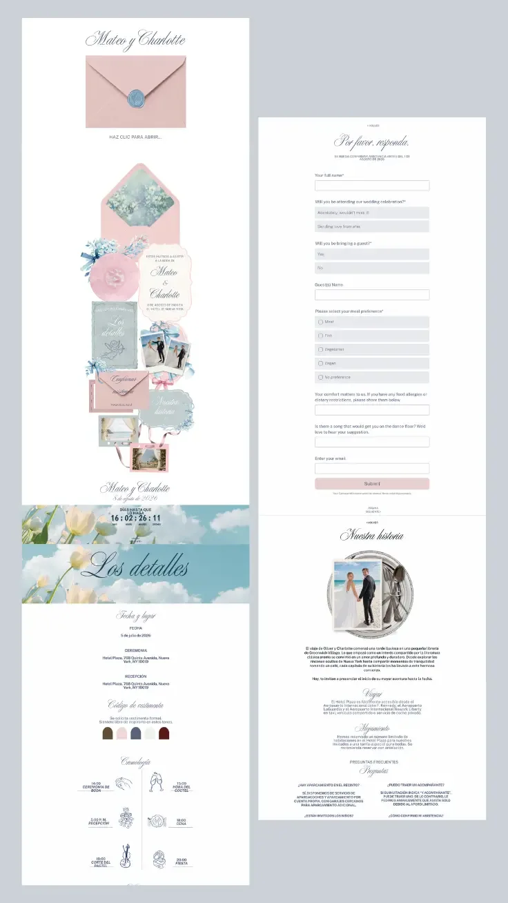 Invitación de boda estilo elegante con cuenta regresiva