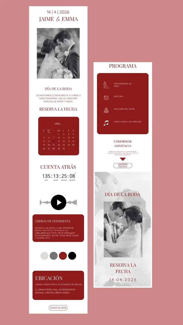 Diseño romántico para XV años con galería de fotos
