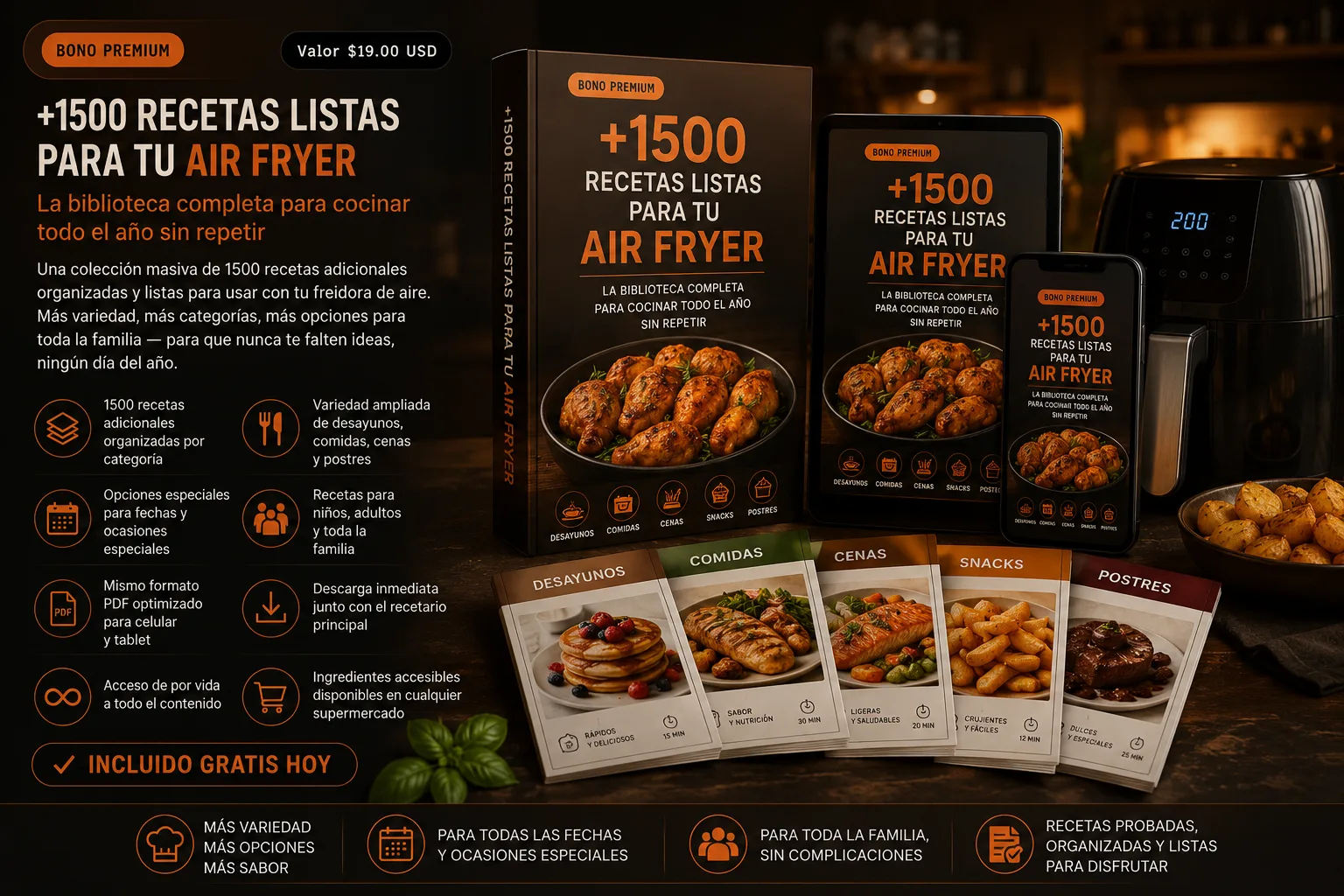 +1500 Recetas Listas para tu Air Fryer