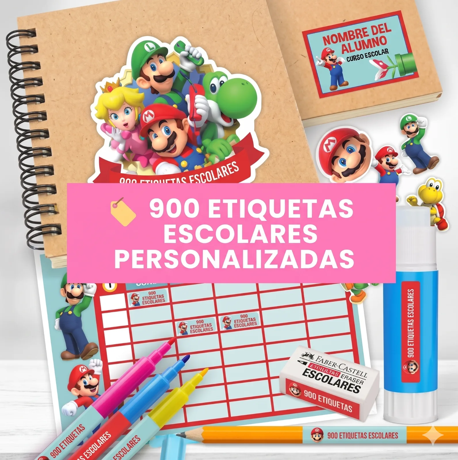 900 Etiquetas Escolares Personalizables