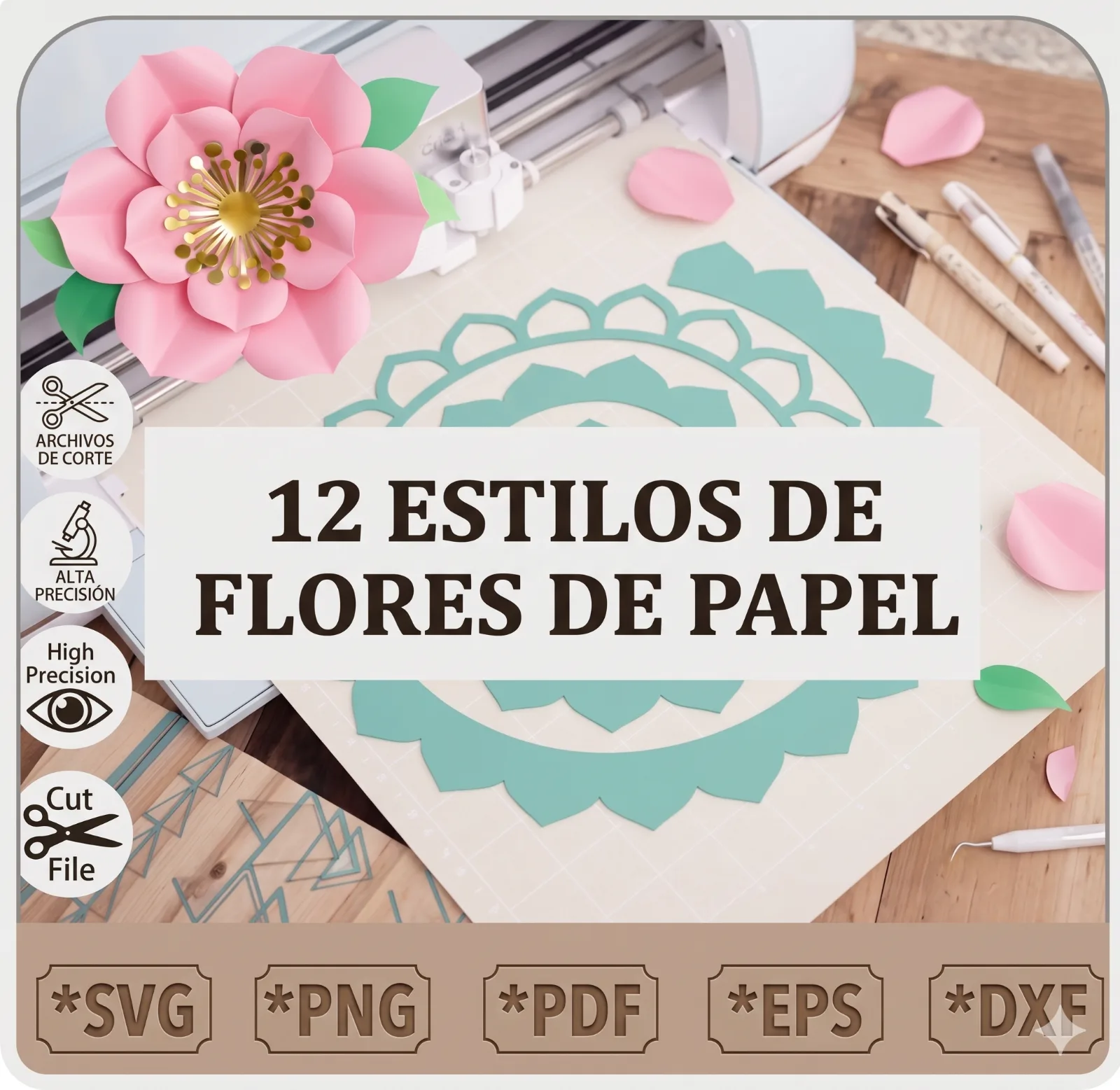 12 Moldes de Flores de Papel Premium
